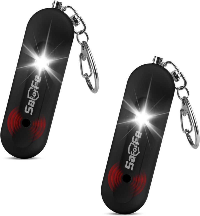 SaForFe Personal Safety Alarm - Waterproof Rechargeable Security Alarm - 140dB Extra Loud Siren & Strobe Light - Self Defense Keychain - Gift for Women, Teenagers, College Girls, Seniors (Black+Black) - Image 1